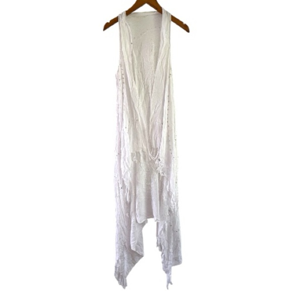 White Sleeveless Drape Vest